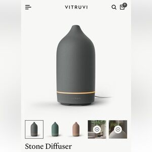 Charcoal Vitruvi Stone Diffuser, Ceramic Essential Oil Diffuser for Aromatherapy